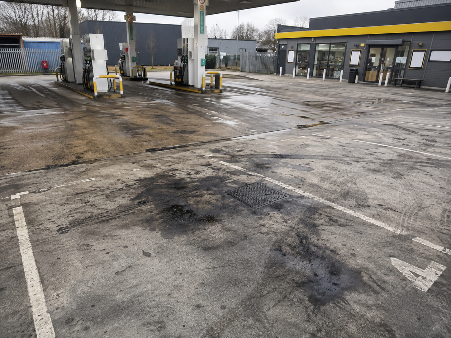 Forecourt before cleaning