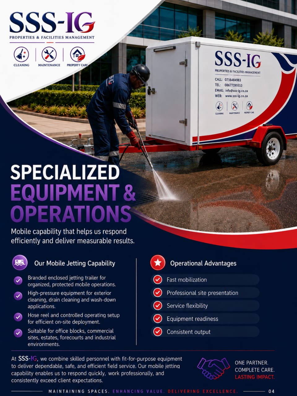 Specialised equipment for plumbing and drain cleaning operations
