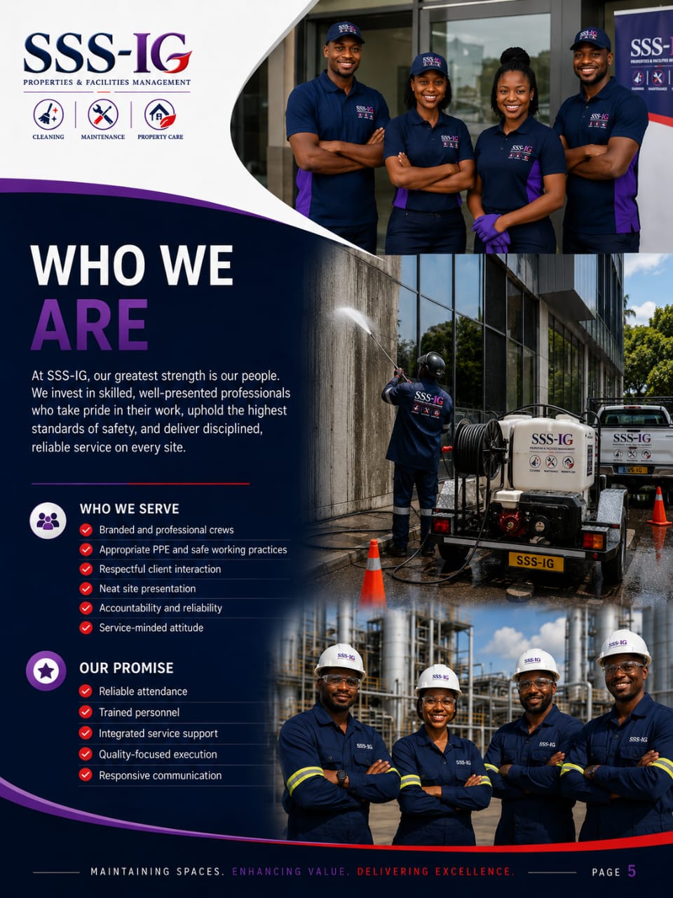 The dedicated SSS-IG team in branded corporate wear